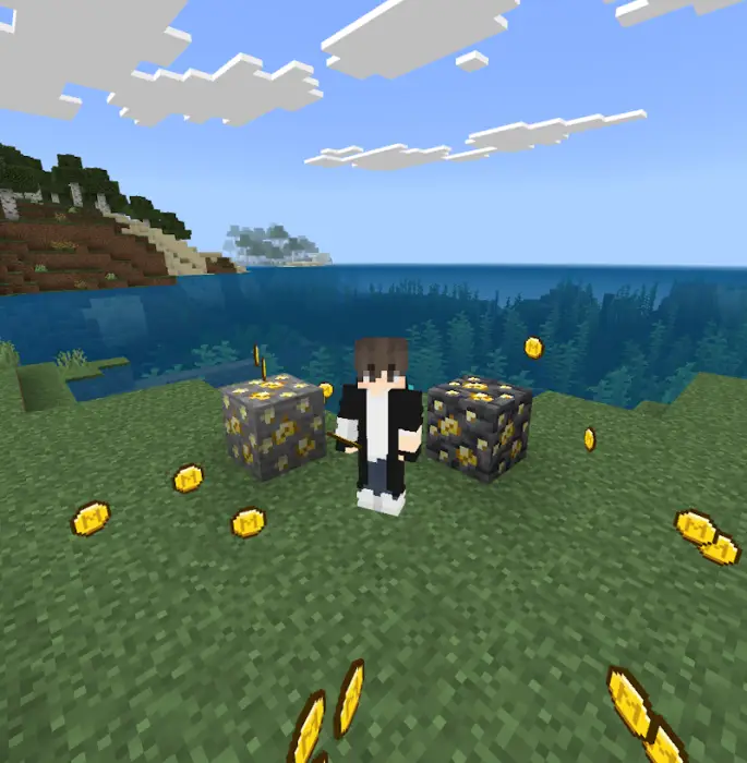 Player stands with Minecoin-themed items.