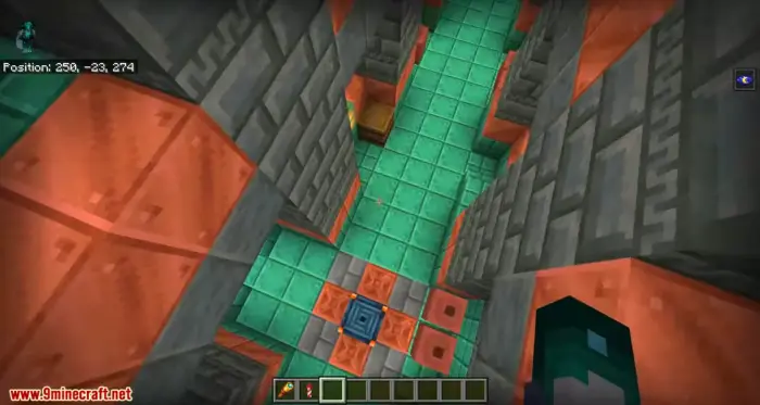 Ancient temple corridor with treasure chest