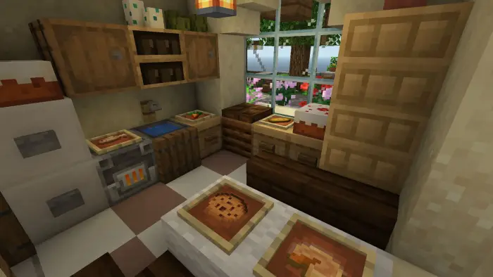 Cozy rustic kitchen with cakes and pies