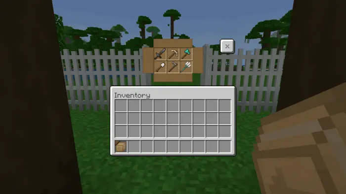 Game inventory open with tools displayed.