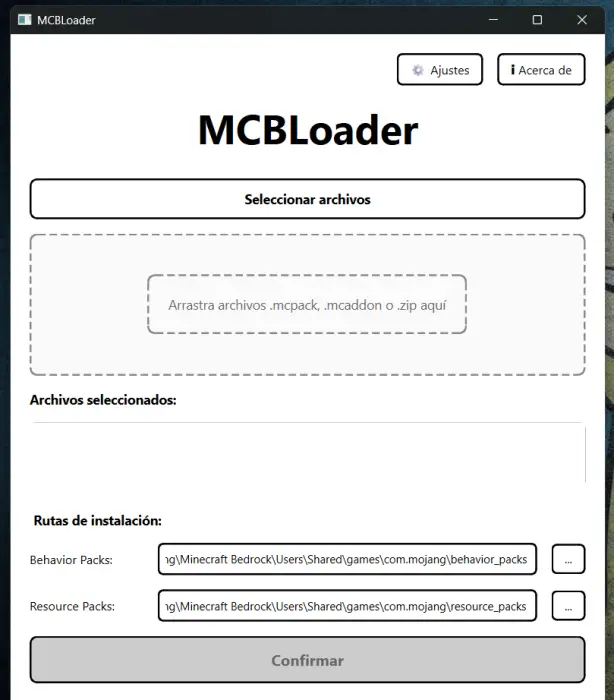 MCBLoader addon installer interface