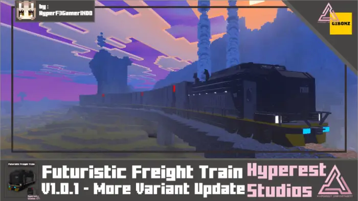 Futuristic freight train on elevated tracks