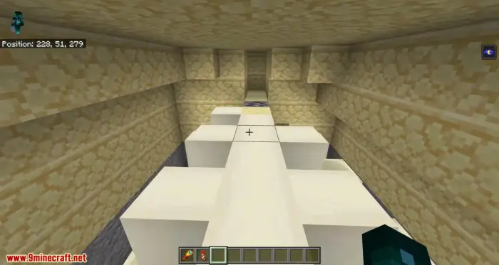 Sandstone temple corridor with bone structure