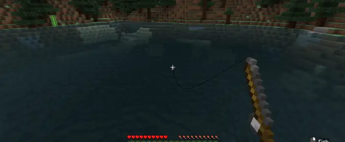 Fishing at a peaceful mountain lake pier