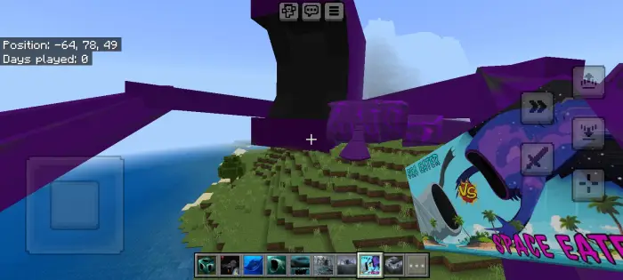 Giant purple sea monster on coastline