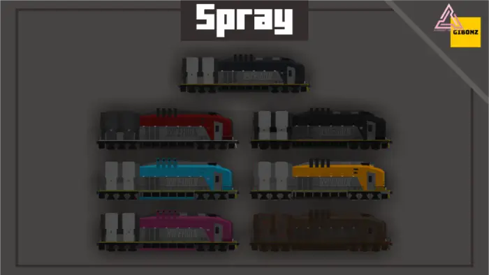 Six colorful futuristic freight trains lineup