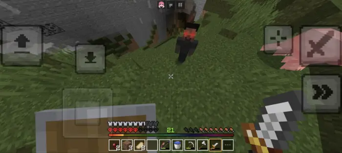 Player encounters a shadowy figure on grass