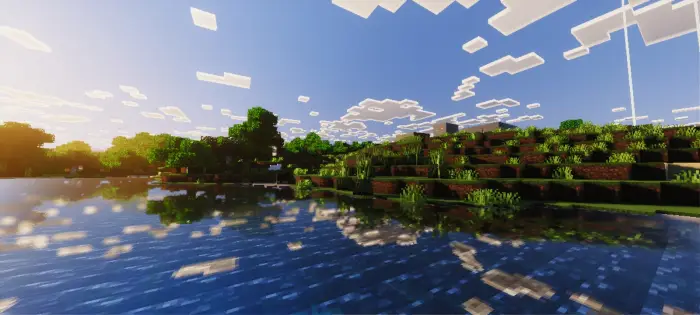 Vivid landscape with lush greenery and water