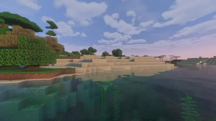 Soft lighting and haze over a sandy shore