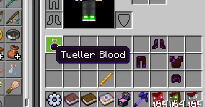 Inventory screen with Tweller Blood item.