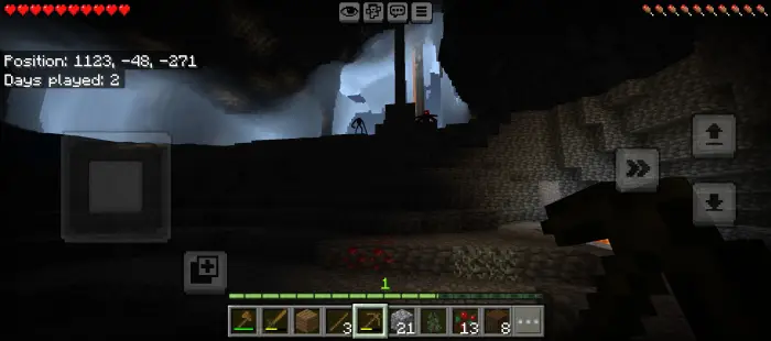 Dark cave with shadowy entities lurking ahead