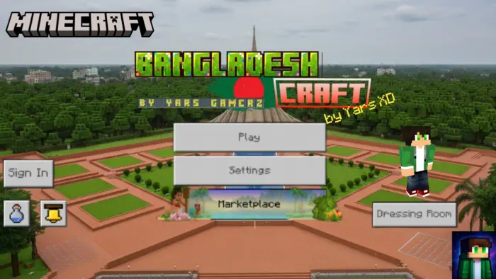 Game menu with Bangladesh monument background
