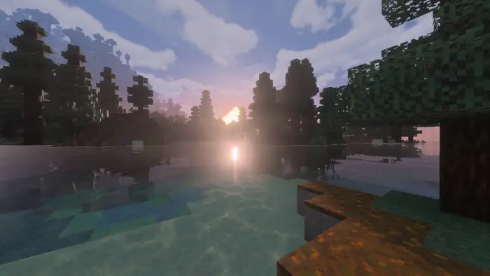 Sunset over water with cinematic lighting effects