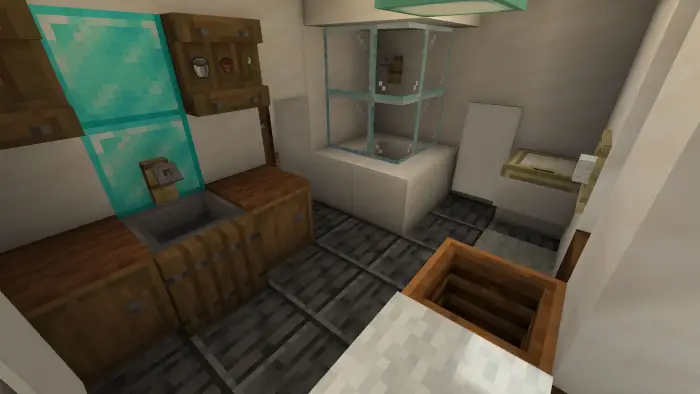 Modern villa kitchen and bathroom interior