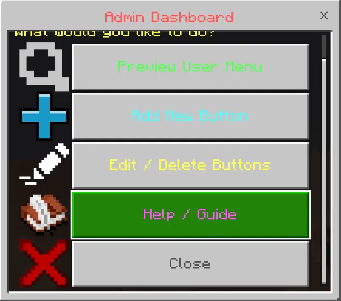 Admin dashboard with menu editing options
