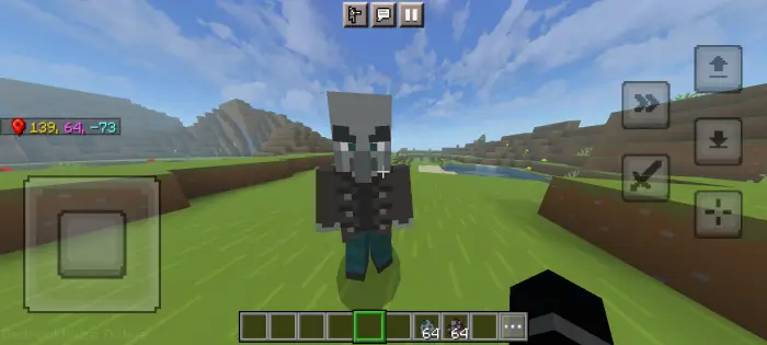 Villager with custom animation on grass field