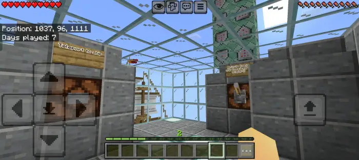 Glass control room with teleport levers.