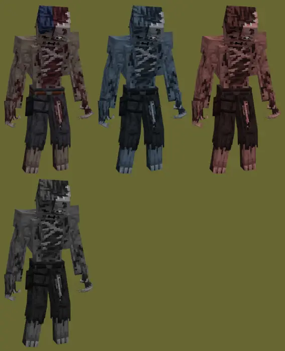 Five variants of muscular zombie characters