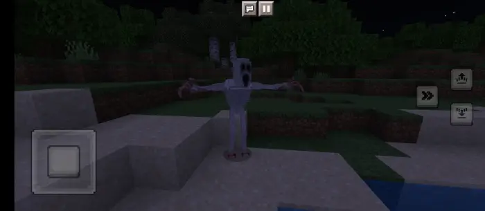 Creepy fog creature stands with arms raised