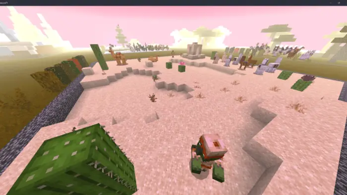 Desert scene with pastel sky and cacti