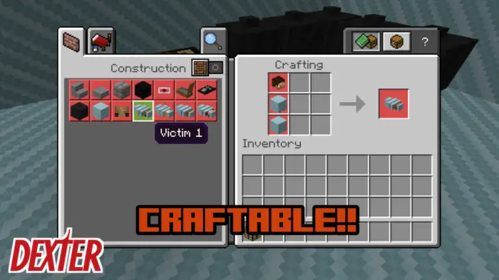 Forensic mod crafting screen with new blocks