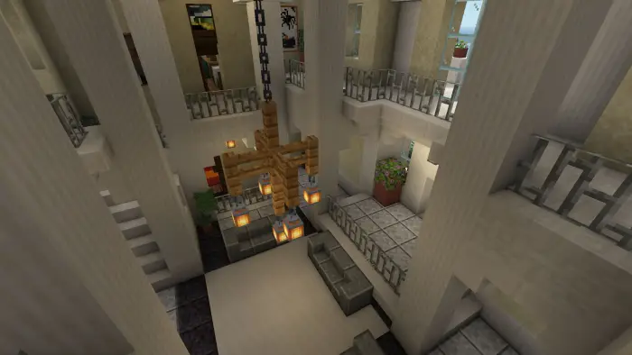 Elegant villa interior with chandelier