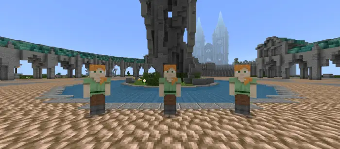 Three NPCs with player-like models standing.