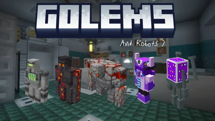 Five custom golems and robots lineup