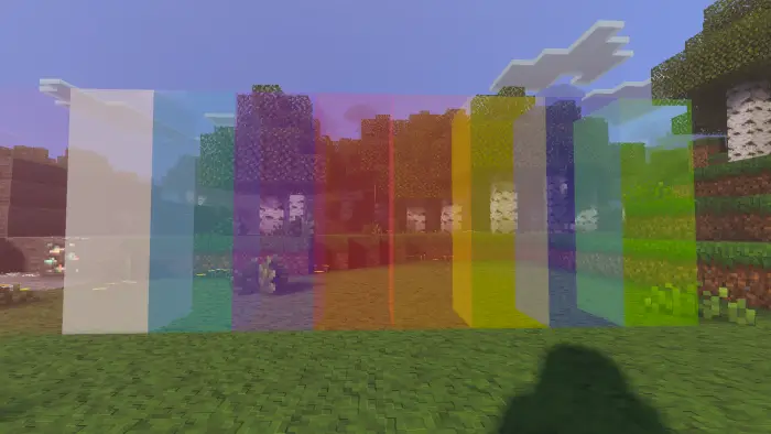 Borderless transparent colored glass blocks