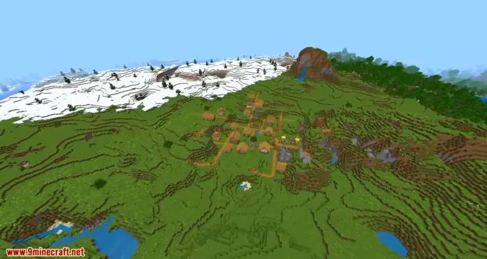 Large village near snow and forest biomes