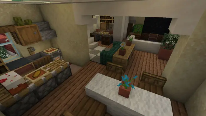 Elegant villa interior with dining area