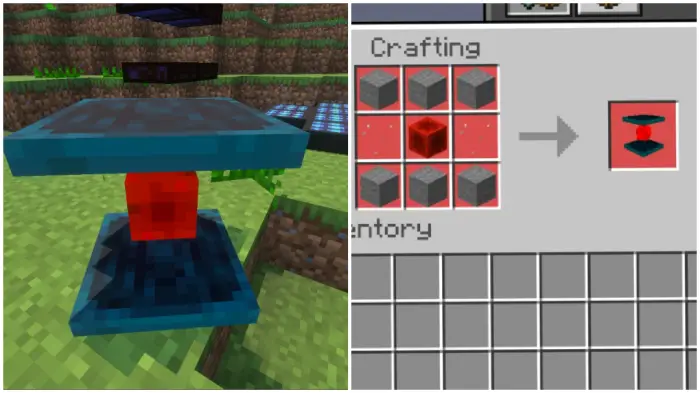 Left Advanced machine block on grass Right Crafting recipe for machine block