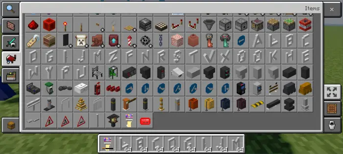 Addon menu with various construction tools