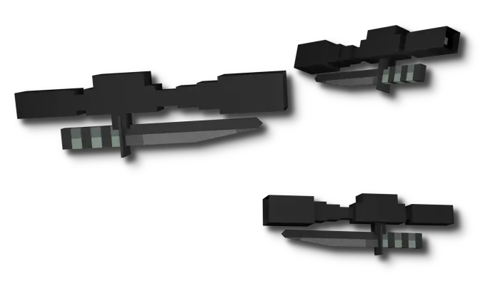 Blocky 3D guns with simple textures