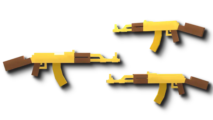 Blocky yellow assault rifles, 3D style