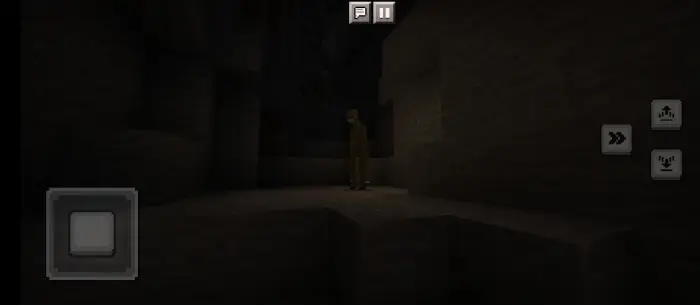 Dark cave with eerie figure in the fog