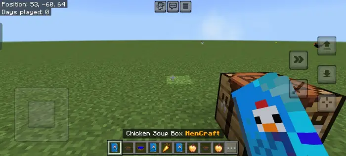 Player holding HenCraft chicken soup box item