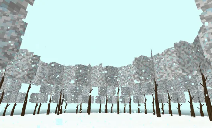 Snowy forest with pixelated trees