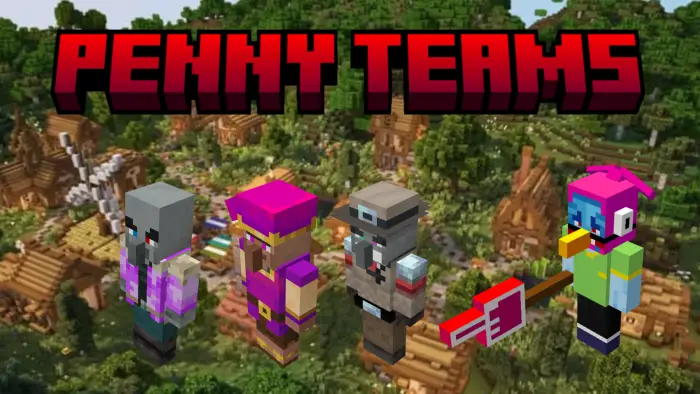 Four custom characters with PENNY TEAMS text