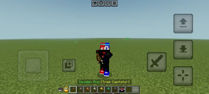 Player holding Tree Capitator wooden axe