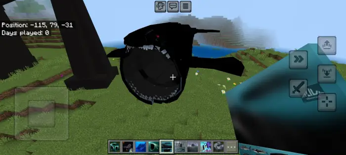 Giant black sea monster with sharp teeth