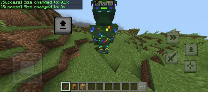 Player character resized from tiny to giant