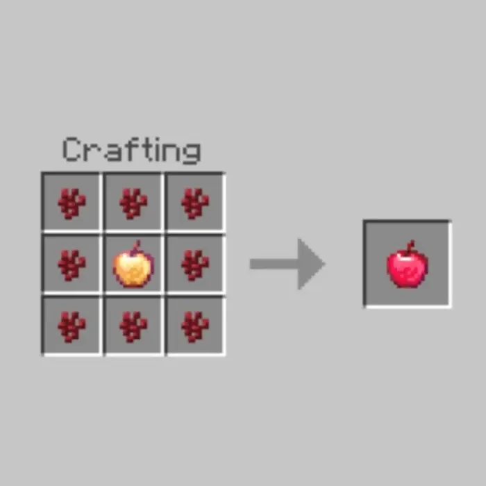 Crafting recipe for a magical red apple
