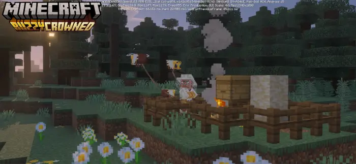 Beekeeper and giant bees in a forest pen