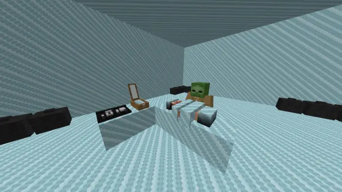 Forensic lab with mannequin and blood slides