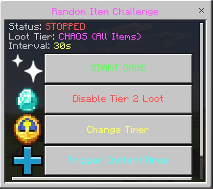 Random item challenge game menu options