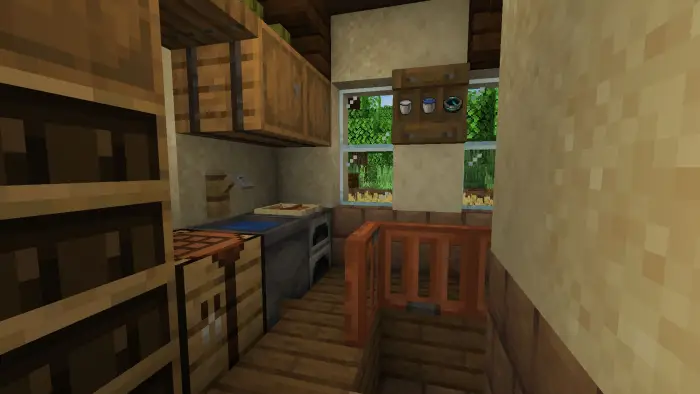 Cozy medieval farmhouse kitchen interior