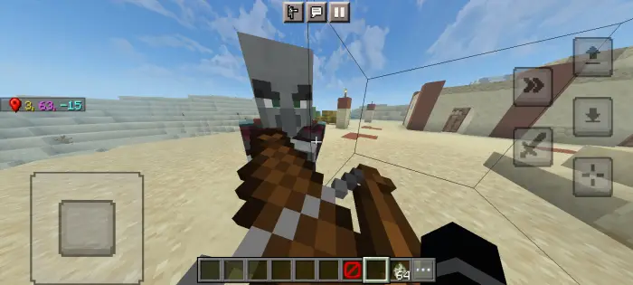 Villager mob aiming crossbow in desert village