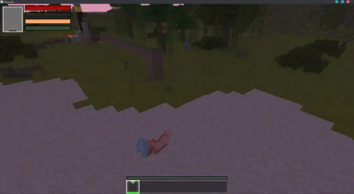 Player with custom animation on sandy terrain