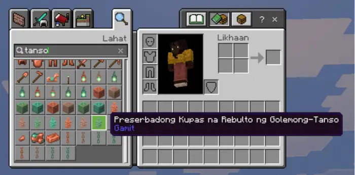 Game inventory with deep Tagalog interface